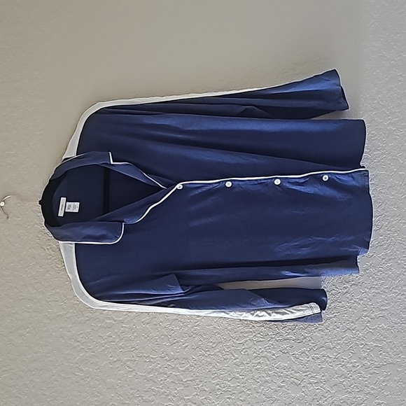 Eberjey blue with white striped pajama top - Picture 1 of 3